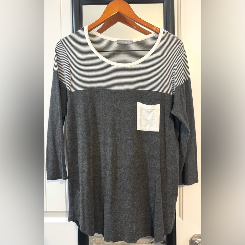 Loveappella Black and White Striped Top